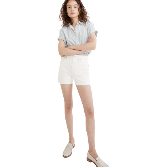 Madewell High Rise Denim Short Distressed Hem Size 28 White Tile - Picture 3 of 12